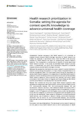 Health Research Prioritizataion Agenda